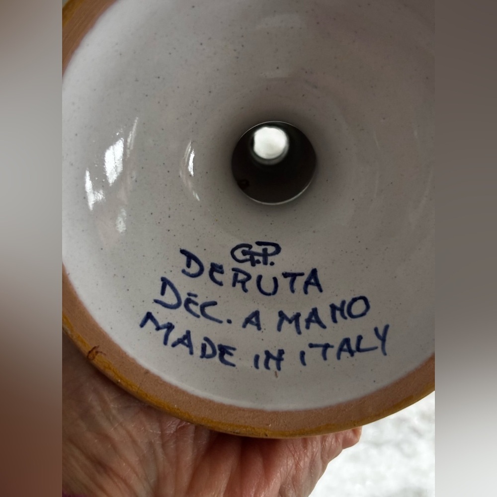 Deruta Dec A Mano Ceramic Candlestick Made in Italy - Picture 2 of 3